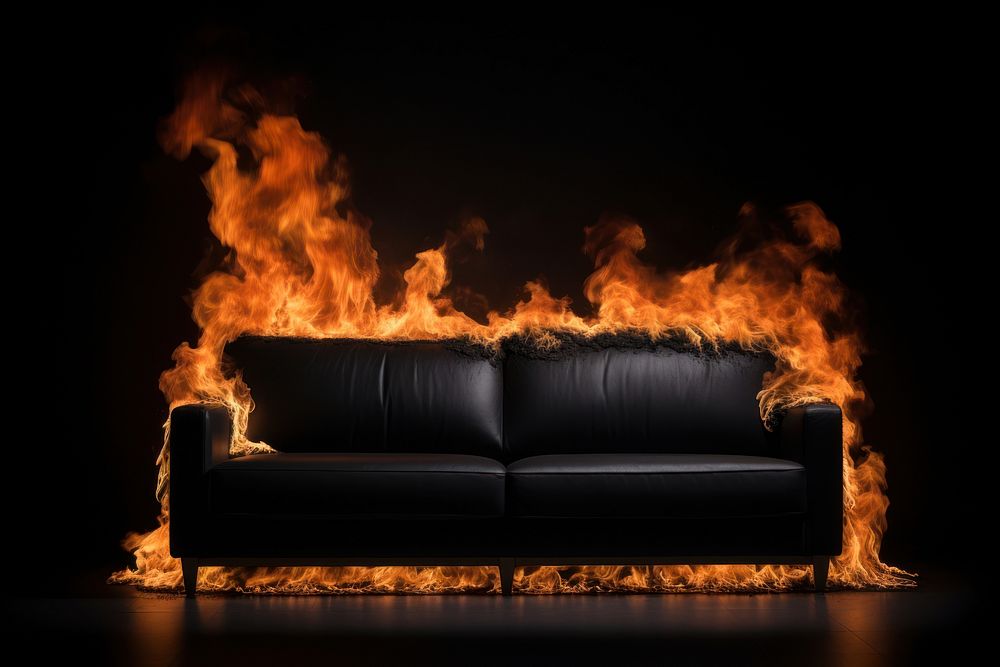 Sofa furniture fire fireplace bonfire.