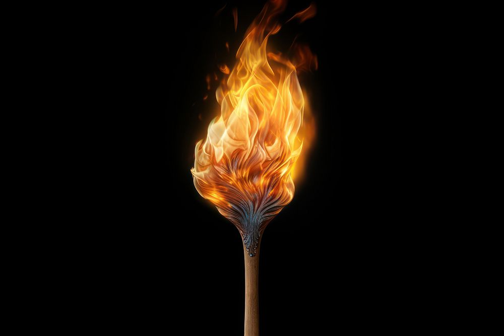 Staff fire flame black background.