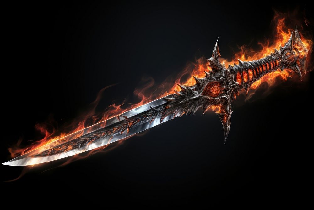 Sword weapon dagger flame.