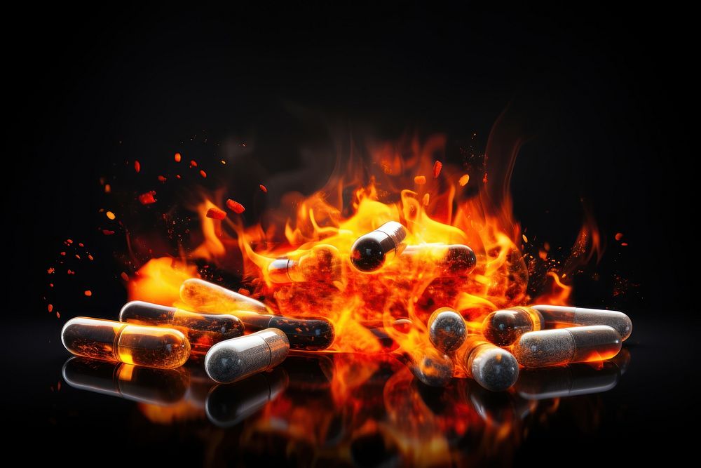 Pills fire bonfire flame.