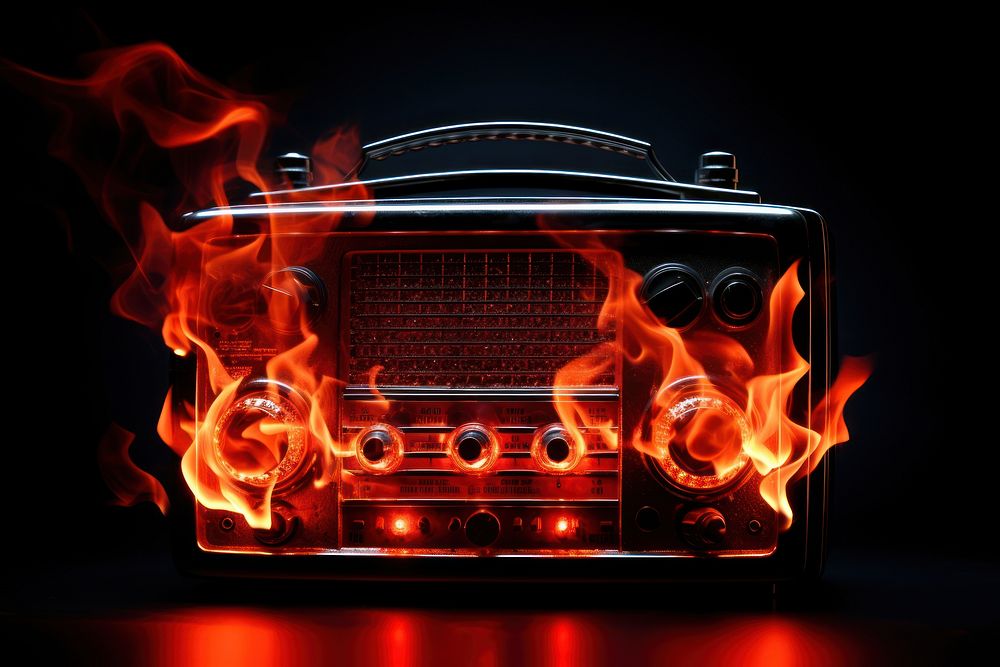 Radio fire black background illuminated.