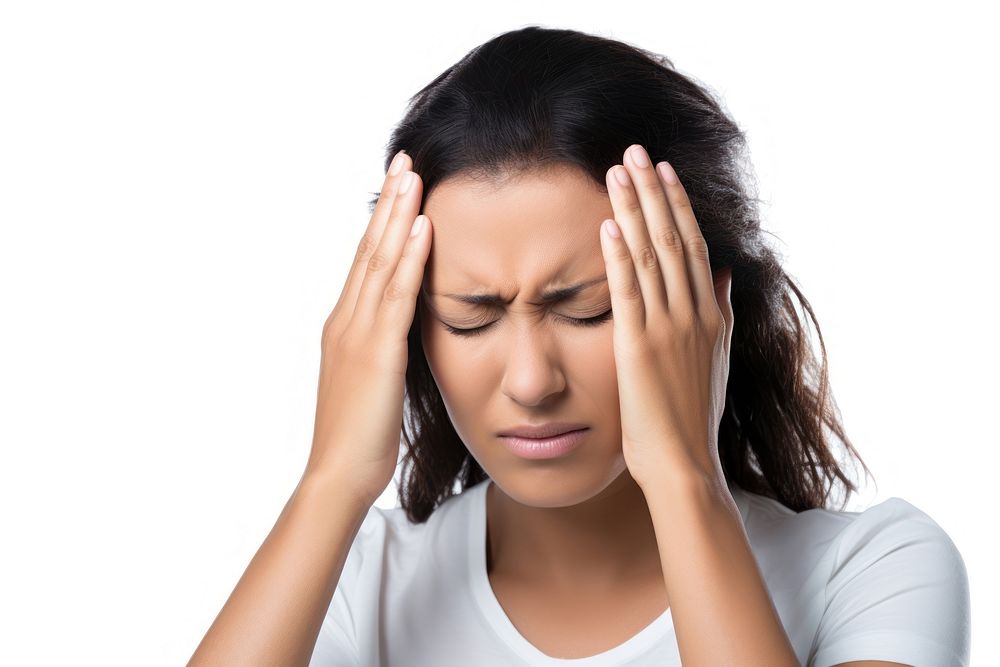 Woman headache adult pain hand.
