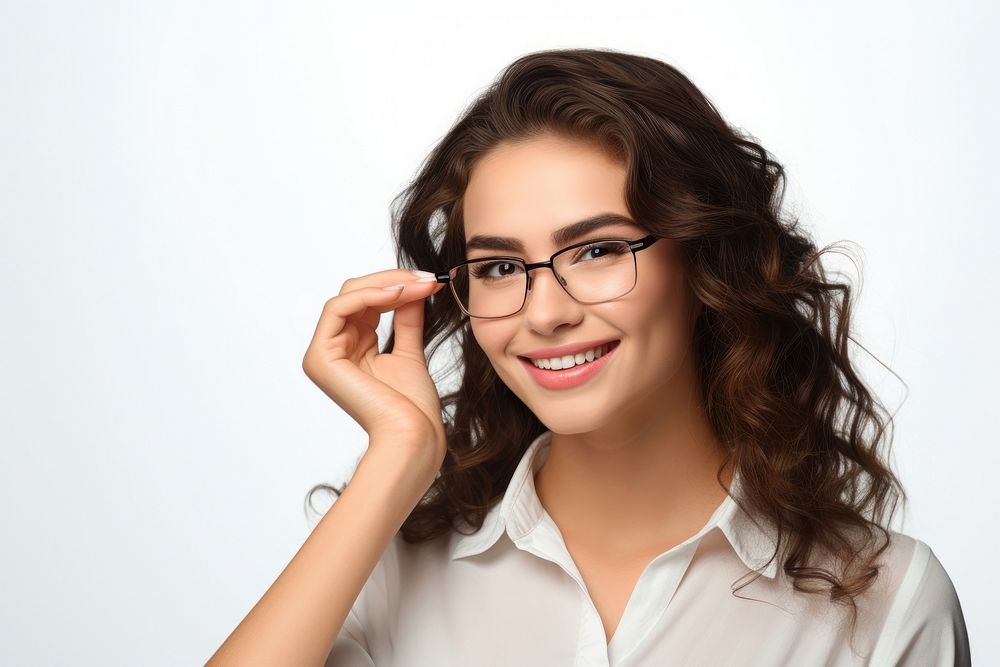 Woman wearing glasses portrait adult smile.