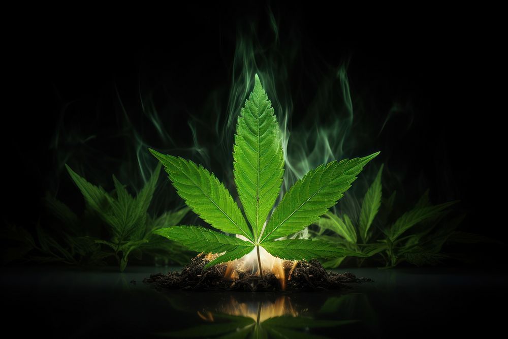 Weed leaf plant green fire.