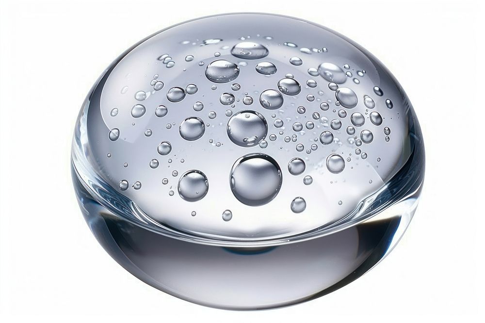 Water with bubbles of air sphere white background transparent.