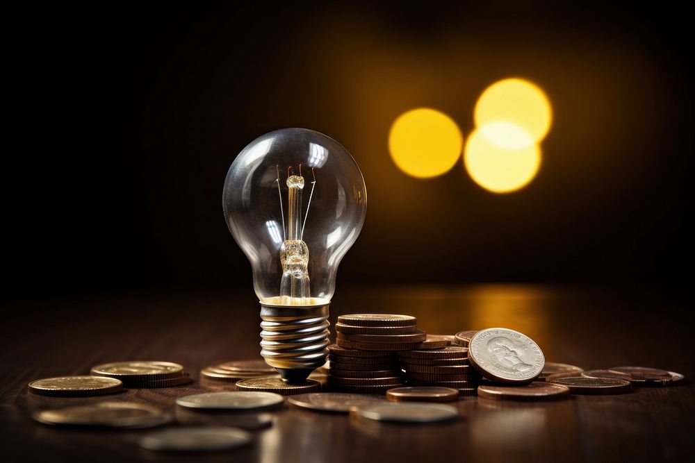 Coin and light bulb lightbulb money electricity.