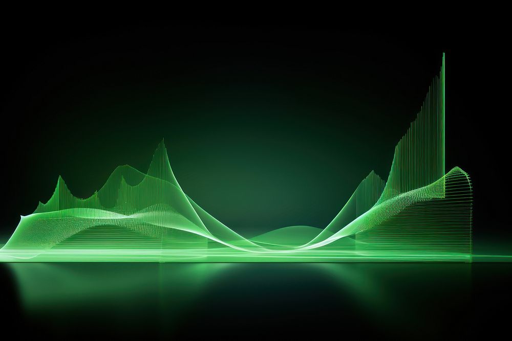 Green wave graph growth light illuminated backgrounds.