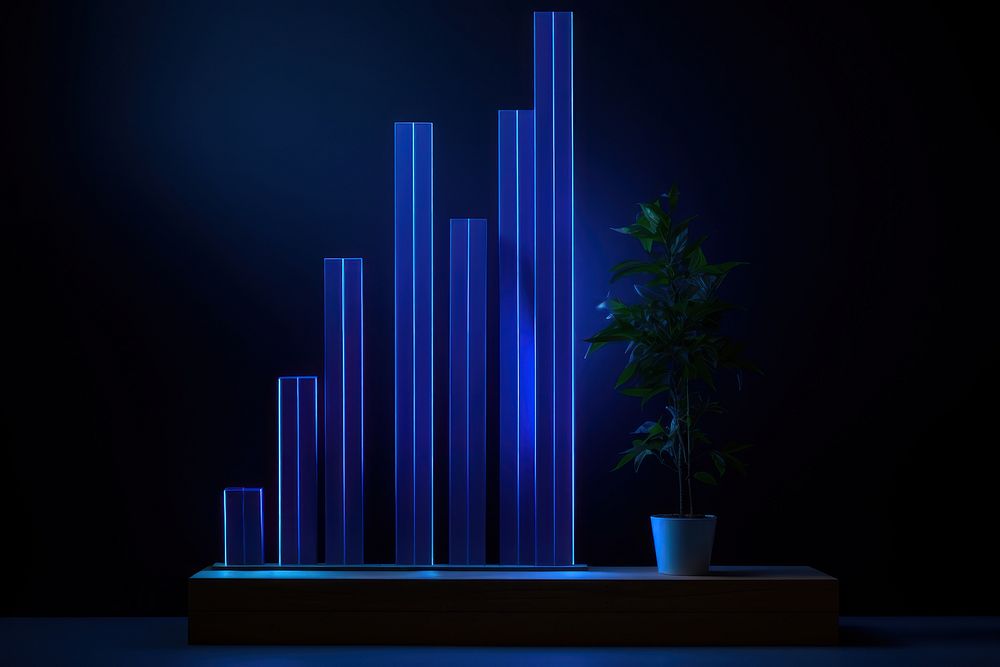 Finance growth chart graph plant blue.