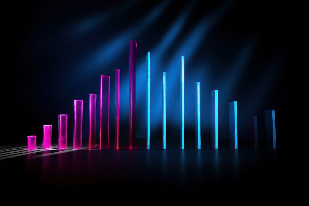 Finance growth chart neon lighting graph red.