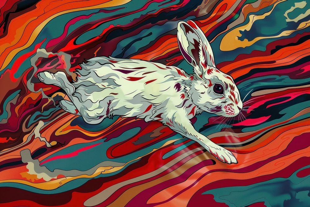 Rabbit racing quickly Wonderland style | Free Photo Illustration - rawpixel