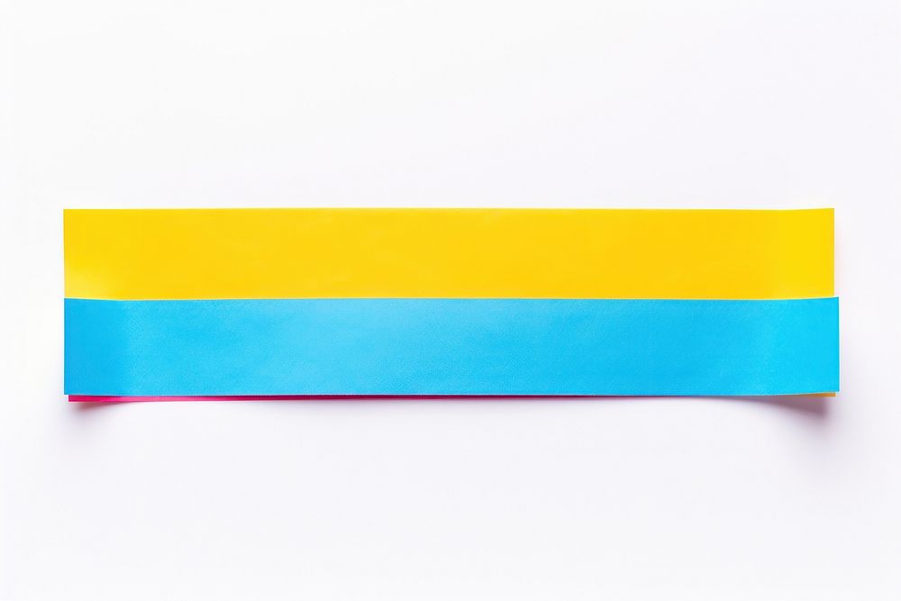 Colorful adhesive strip white background turquoise rectangle.
