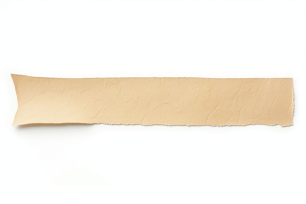 Beige adhesive strip paper white background rectangle.