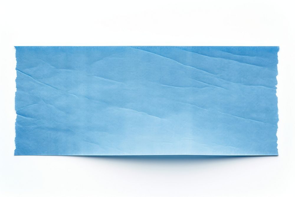 Blue adhesive strip paper white background simplicity.