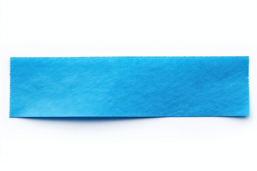 Blue adhesive strip paper white background turquoise.