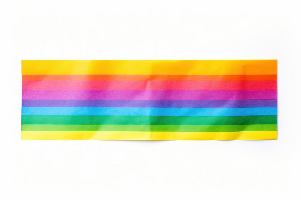 Rainbow adhesive strip white background rectangle spectrum.