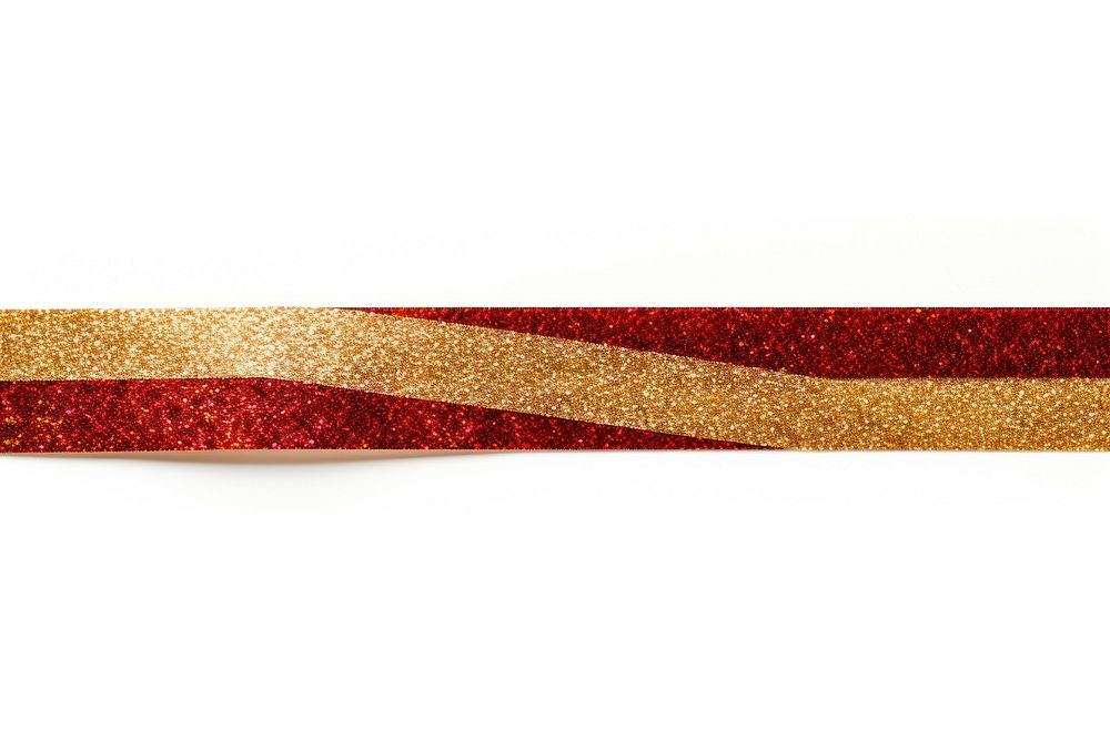 Red and gold line pattern glitter adhesive strip white background maroon shiny.