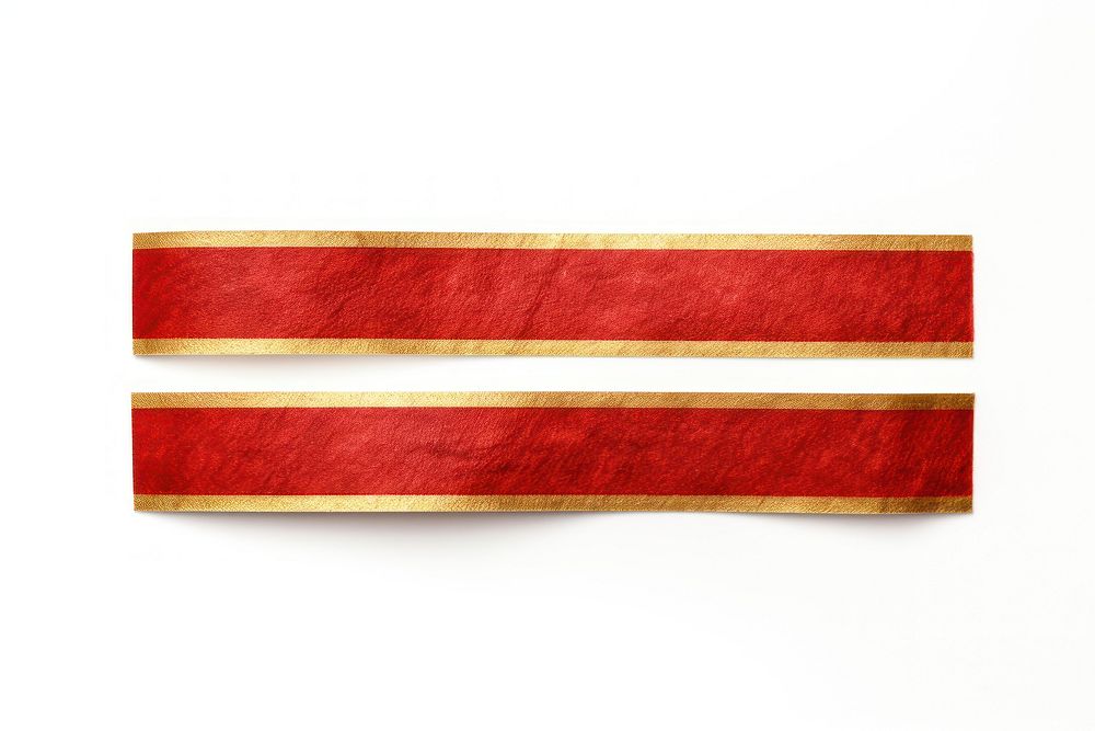 Red and gold line pattern adhesive strip white background rectangle letterbox.