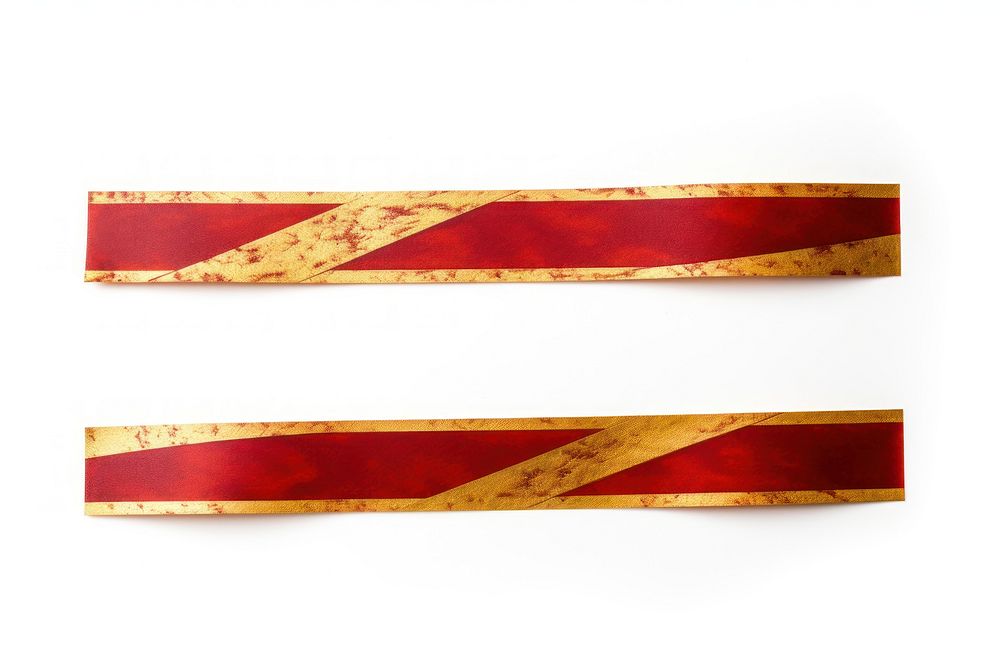 Red and gold line pattern adhesive strip white background accessories rectangle.