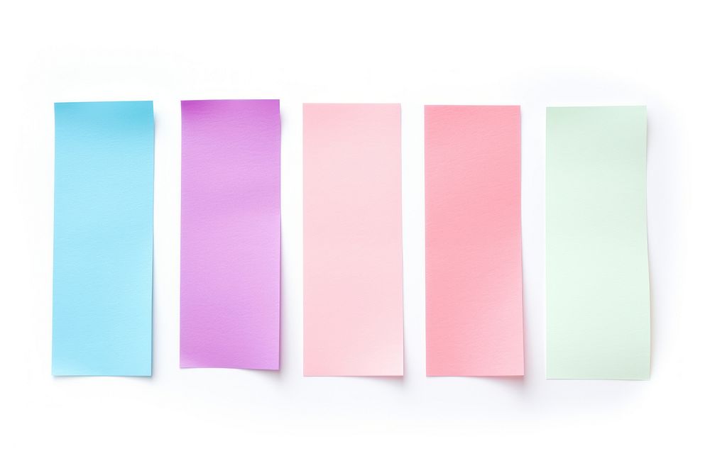 Vibrant pastel colors adhesive strip paper white background accessories.