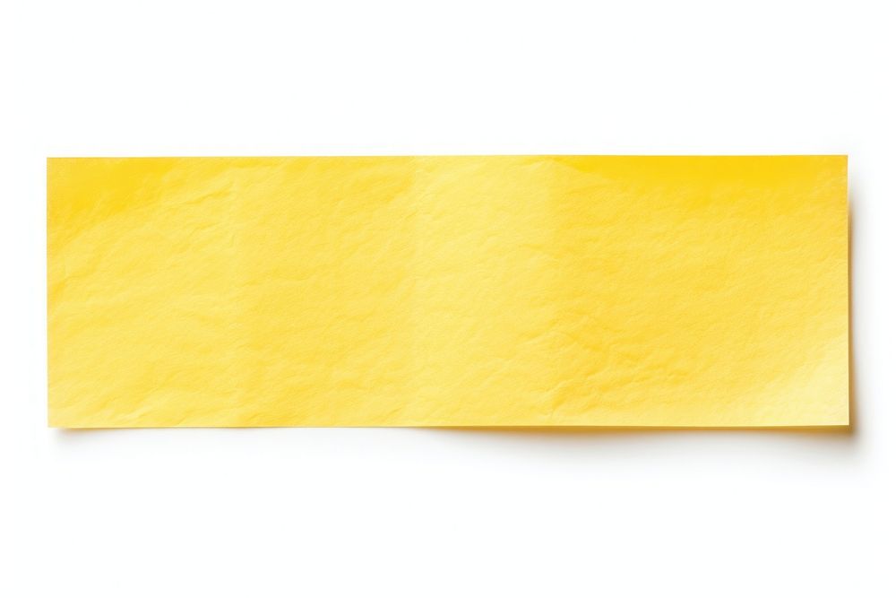Yellow paper adhesive strip backgrounds white background simplicity.