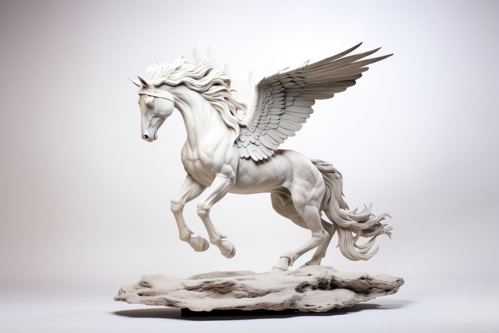 White Pegasus statue animal mammal horse.