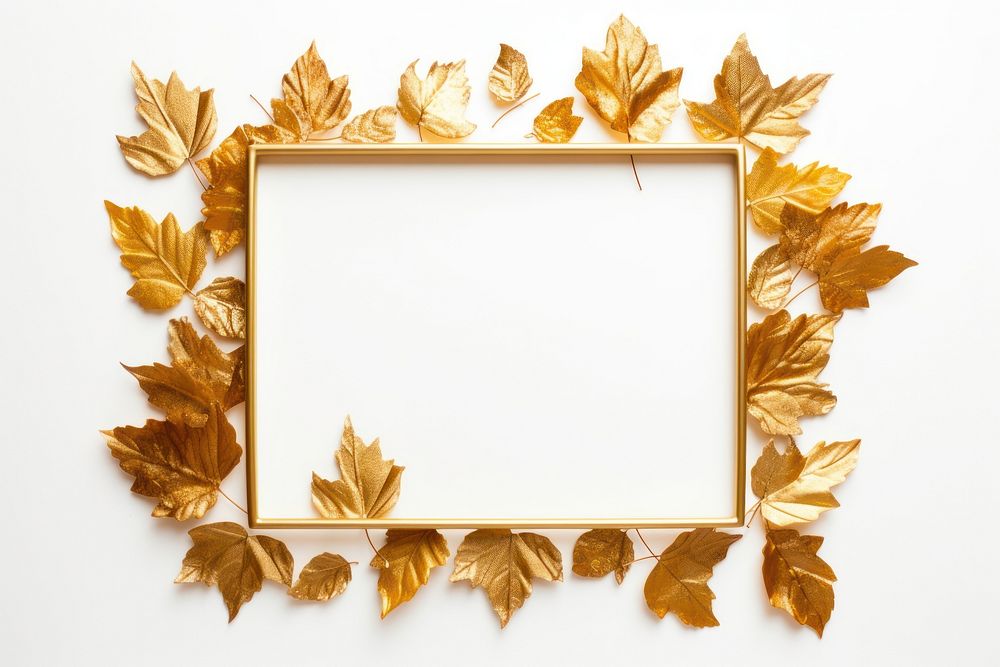 Gold frame with leaves plant photo leaf.
