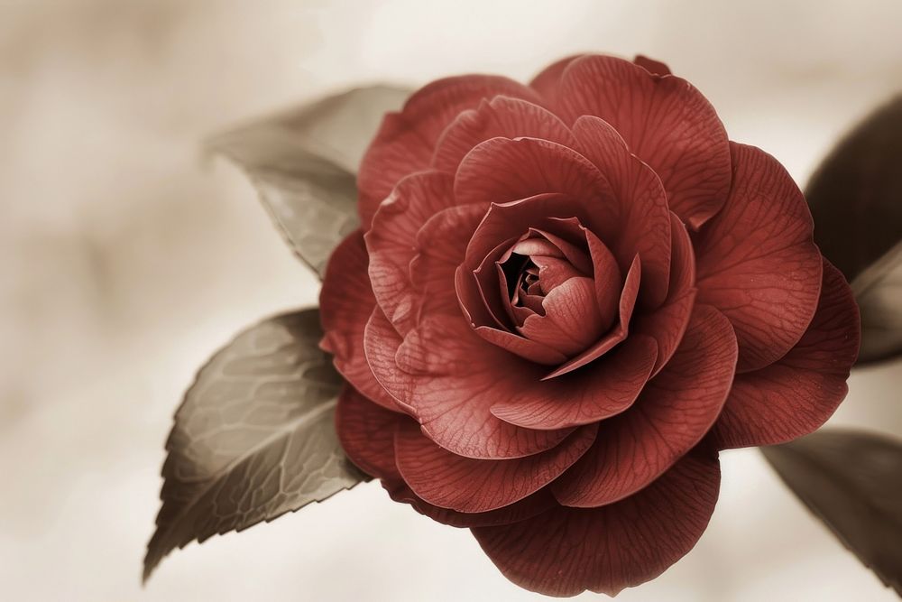 Red Camellia flower petal plant rose.
