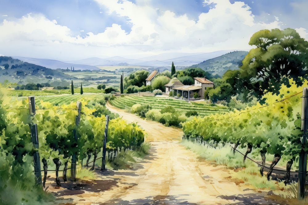 Vineyard architecture landscape outdoors. | Premium Photo Illustration ...