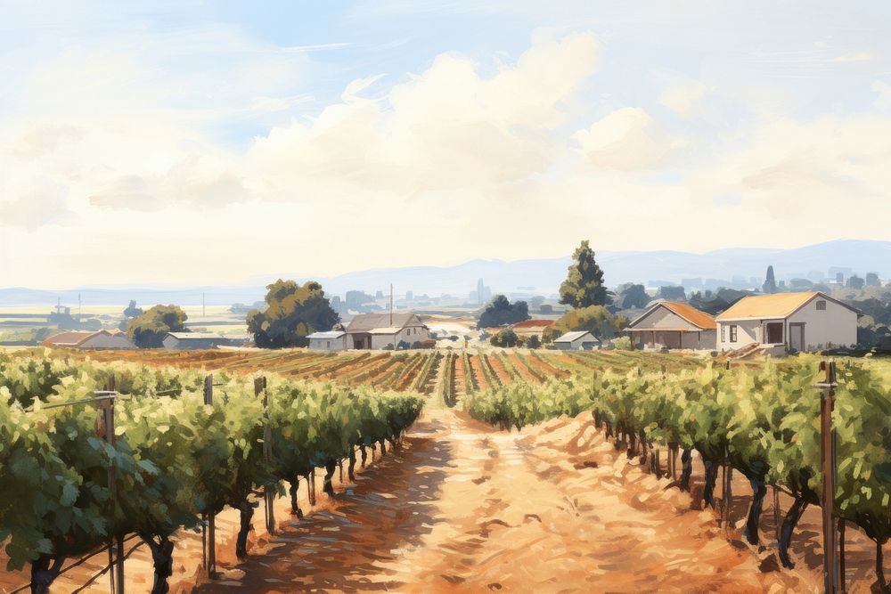 Vineyard farm landscape outdoors. | Premium Photo Illustration - rawpixel