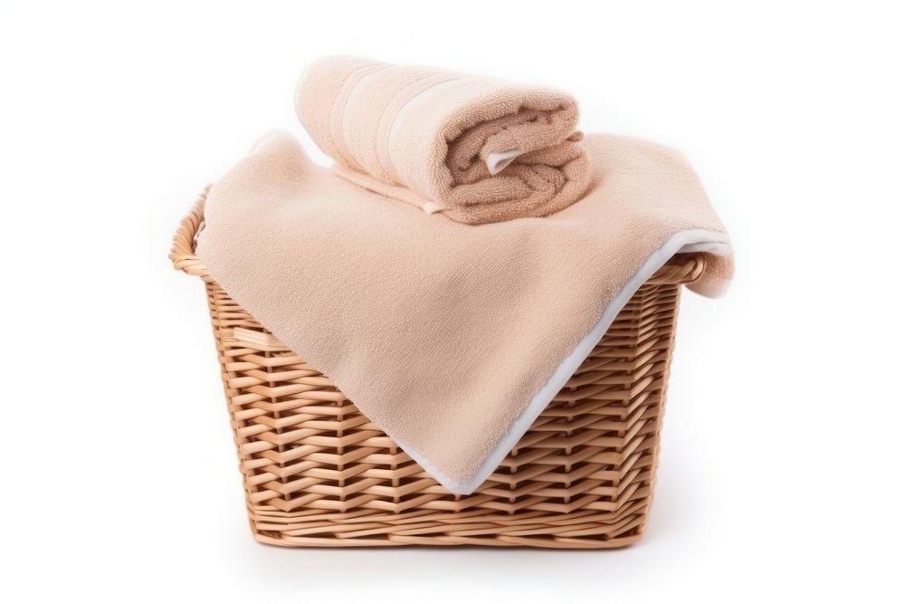 Towel in a basket white background simplicity container.