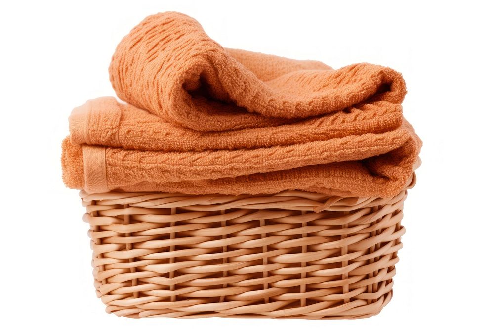 Towel in a basket white background container clothing.