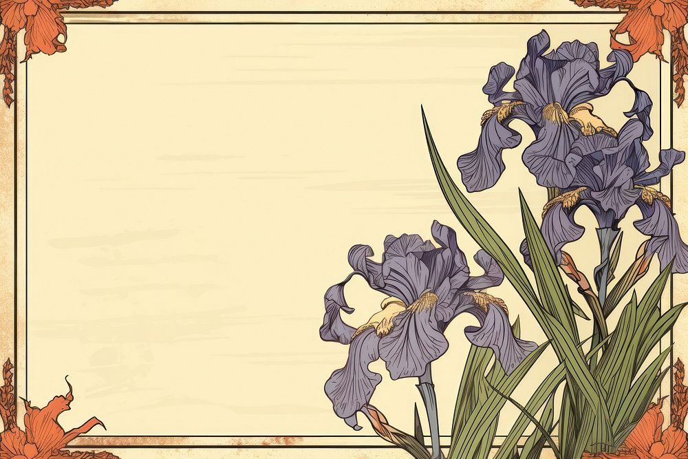Ukiyo-e art print style flower iris backgrounds.