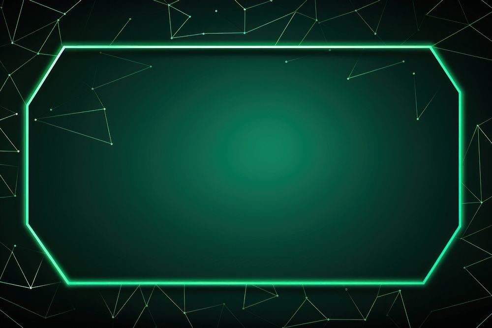 Network outline neon frame green backgrounds night.