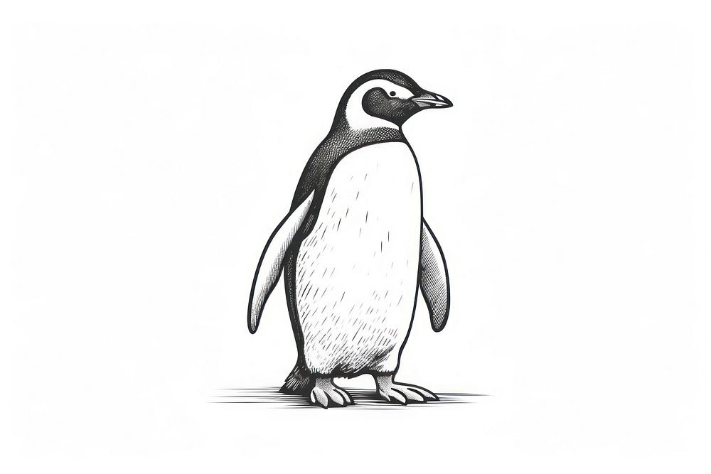 Full body penguin logo drawing animal sketch.