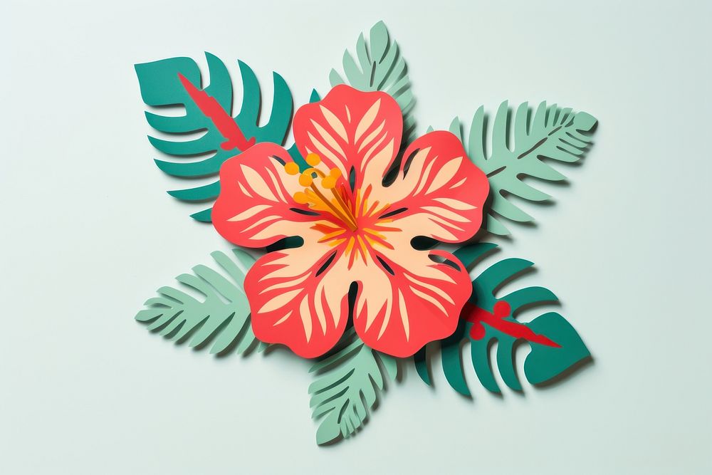 Tropical flower hibiscus plant craft.