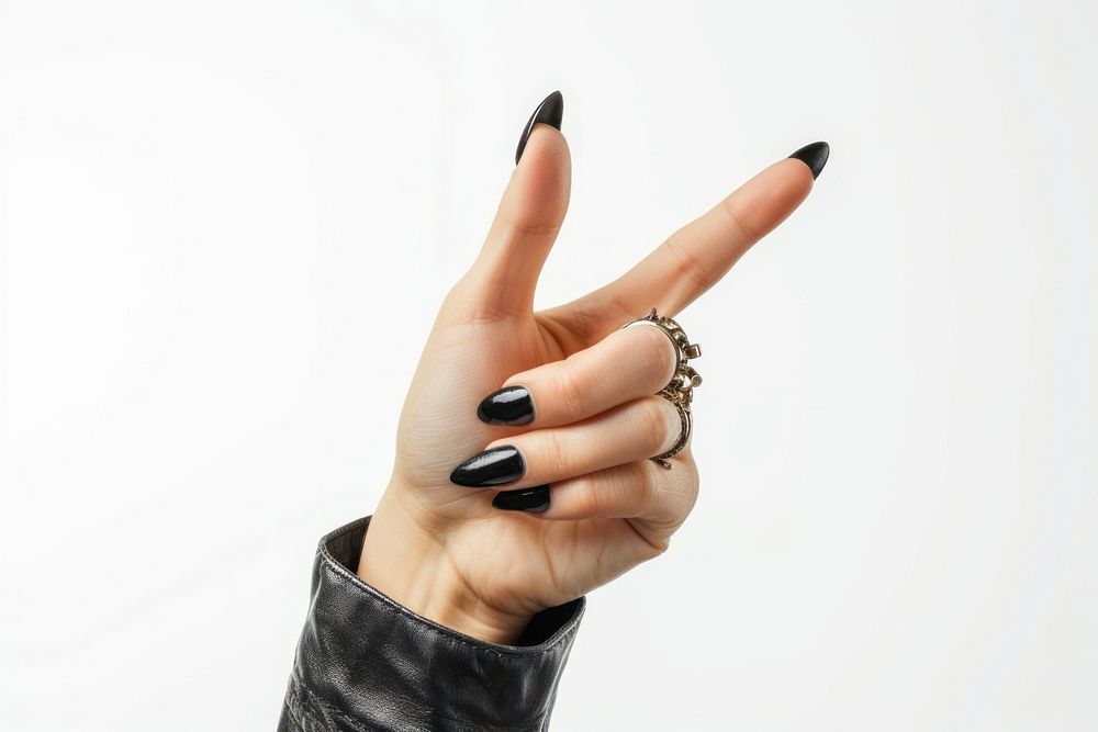 Women Thumbs up like a rocker finger hand white background.