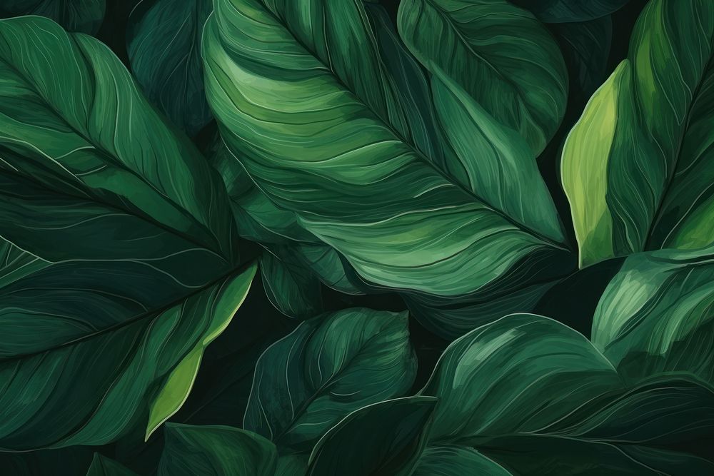 Dark Green leaves green backgrounds abstract.
