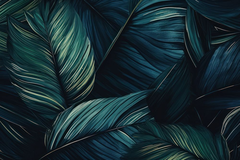 Dark Palm leaves backgrounds abstract blue.