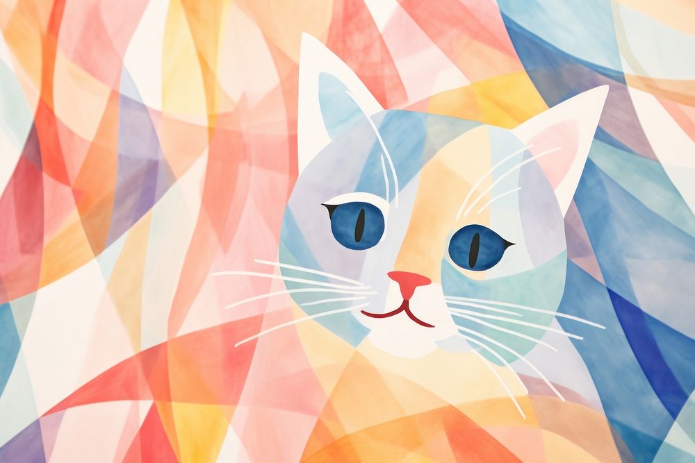 Geometric Cat backgrounds abstract painting.