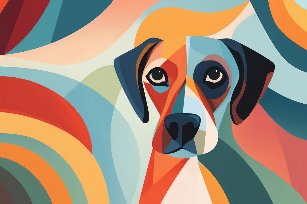 Geometric Dog backgrounds abstract painting.