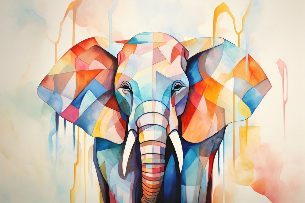 Geometric Elephant elephant painting animal.