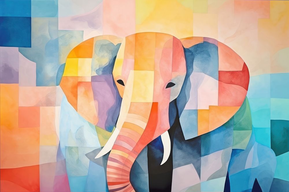 Geometric Elephant backgrounds elephant painting.