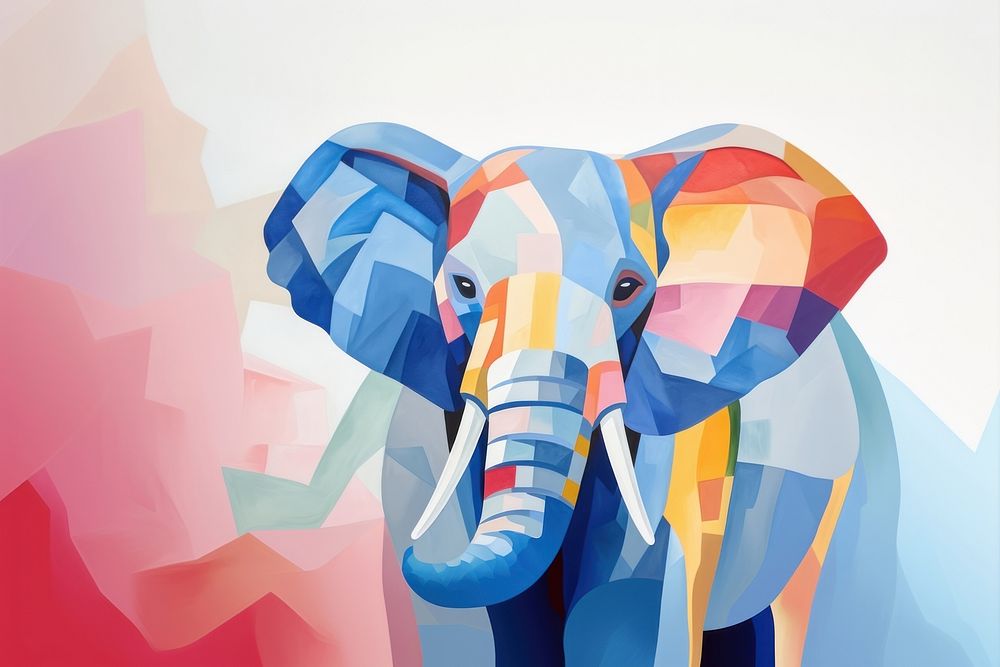 Geometric Elephant elephant wildlife painting.