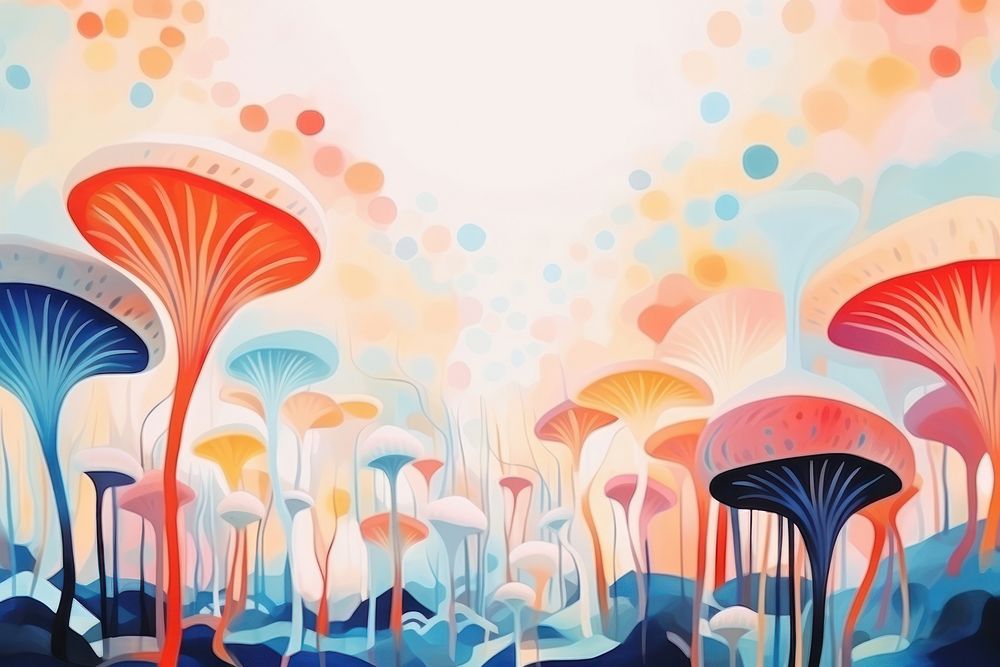 Magic mushroom in the forest backgrounds illustrated creativity.