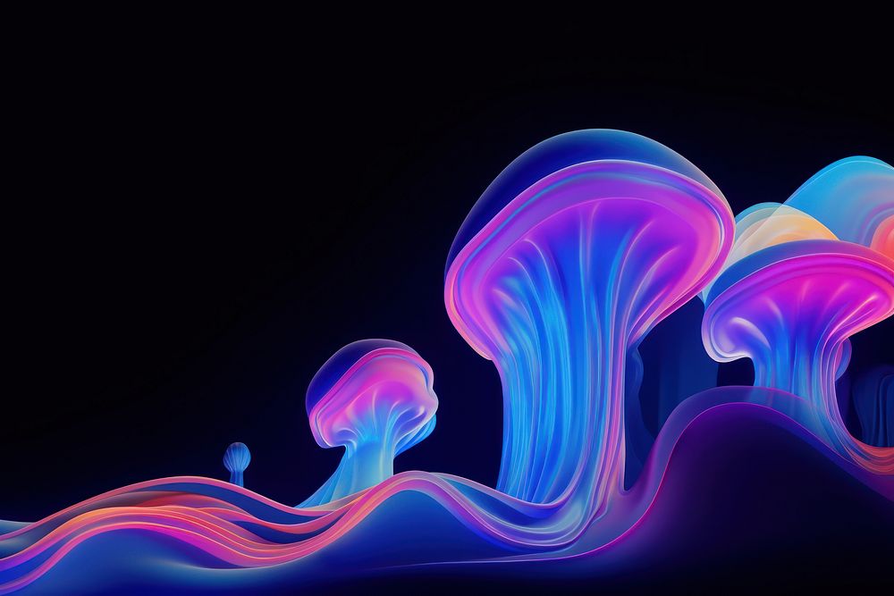 Neon mushroom jellyfish abstract pattern.