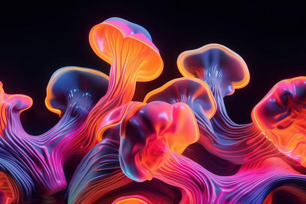 Neon mushroom abstract pattern purple.