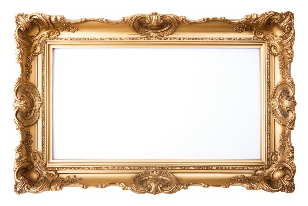 Art deco frame vintage rectangle mirror white background.