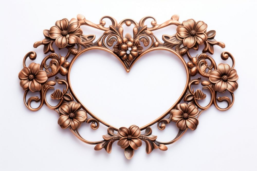 Heart vintage ornament frame jewelry locket flower.