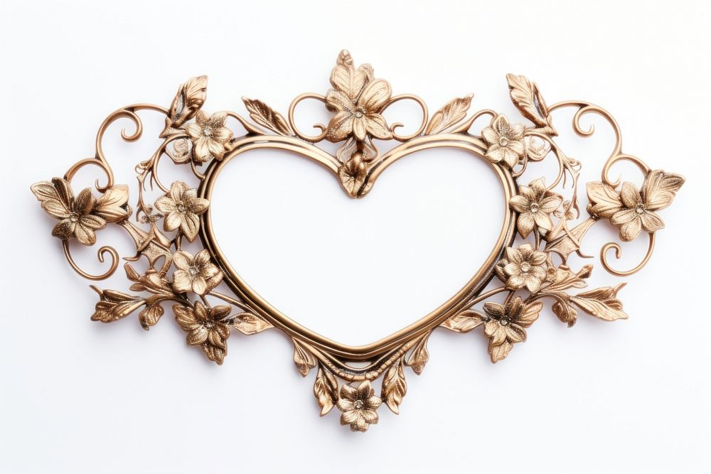 Heart vintage ornament frame jewelry locket white background.