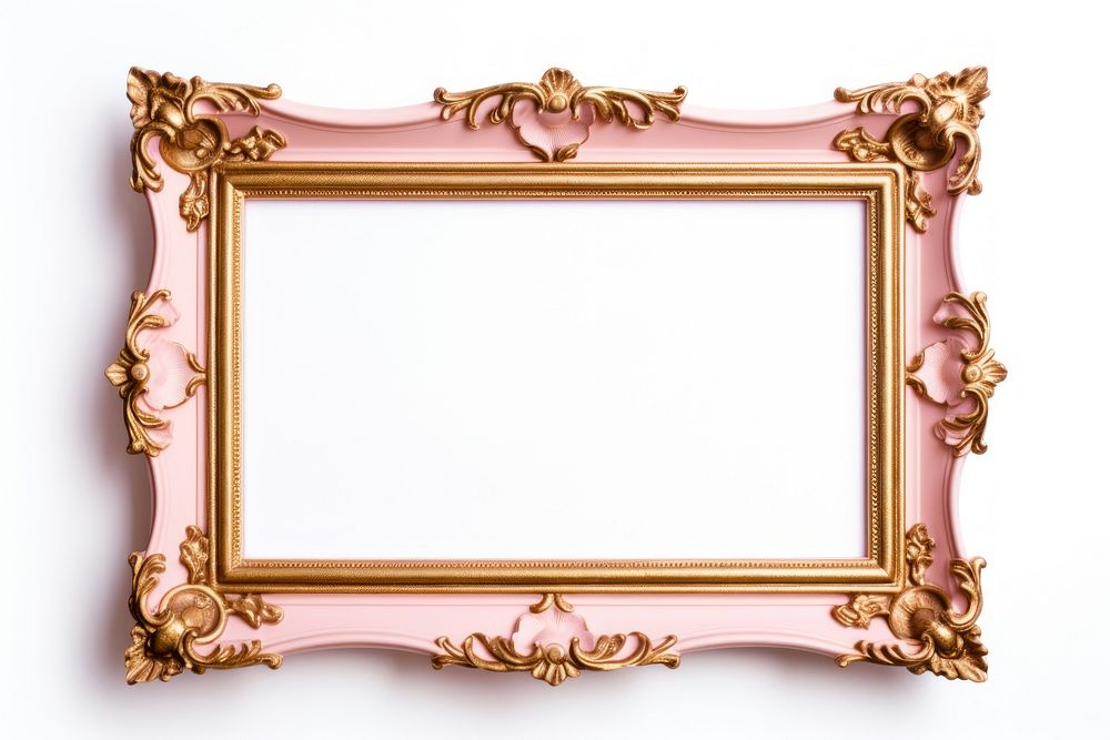 Pink gold frame vintage rectangle white background history.